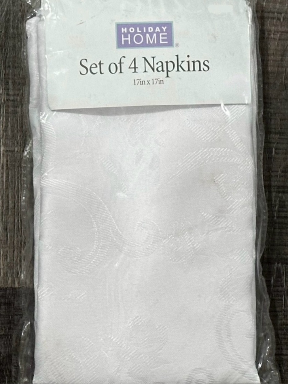 💞 New Set of 4 White 17”x17” Antoinette Damask Cloth Dinner Napkins Table Linens